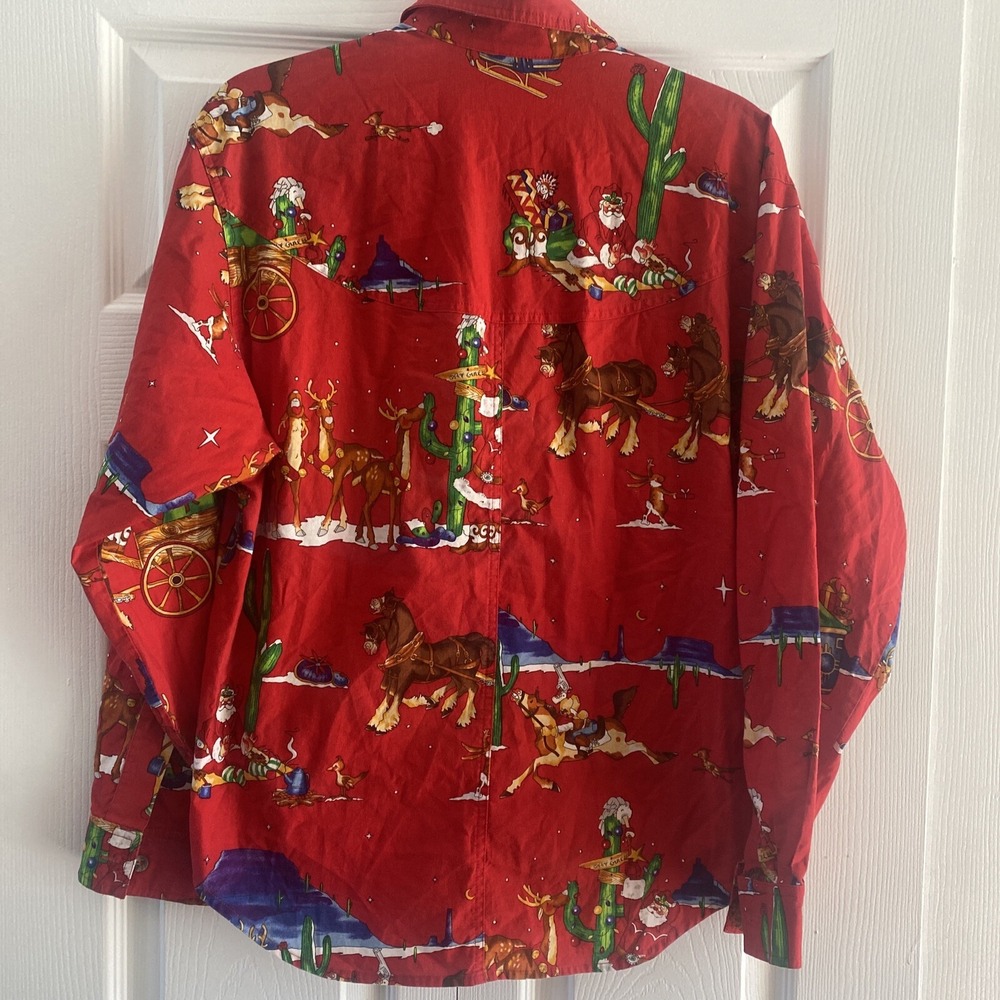 Susie's Country Western Christmas Shirt Womens Size S Red Cotton Vintage - Picture 7 of 9